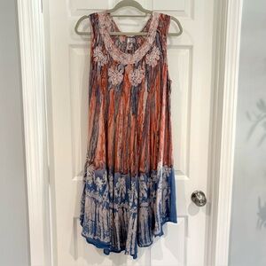 India Boutique Sleeveless Embroidered Midi Dress One Size Flowy Hippie Boho